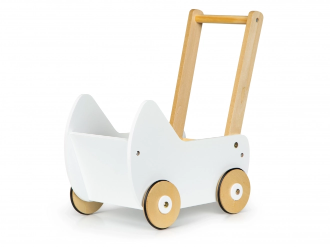 ECOTOYS Dřevěný vozík pro panenky bílý