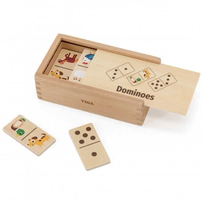 Dřevěné domino zvířátka a čísla 2v1