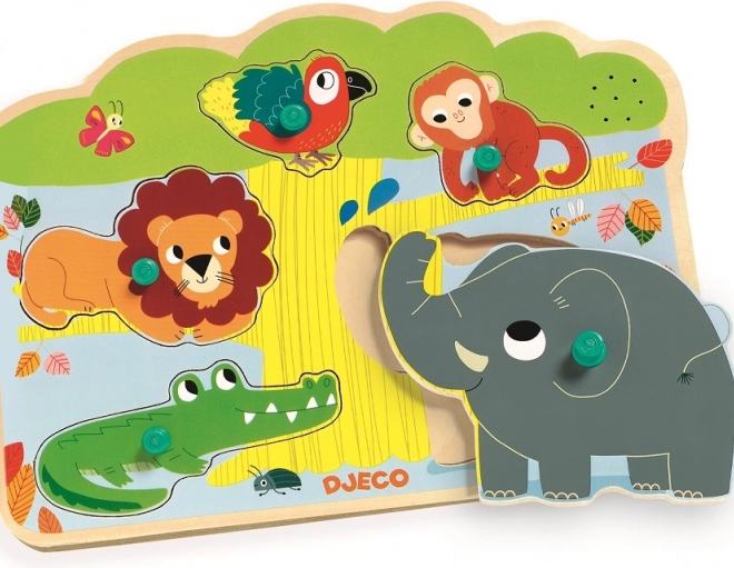 Vkládací puzzle Zvířátka z džungle se zvuky Djeco