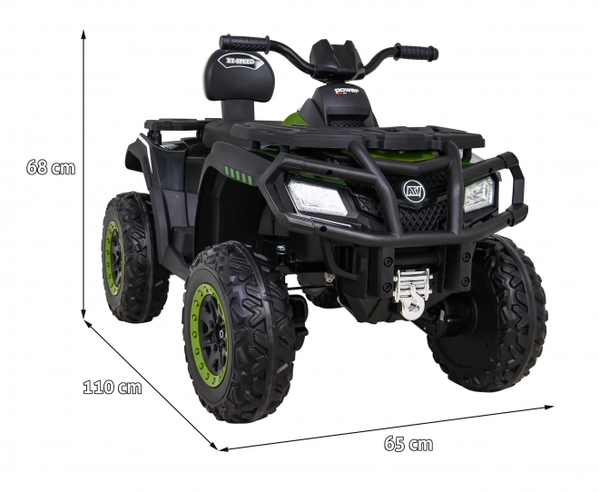 Čtyřkolka XT-Speed pro děti Zelená + 4x4 + EVA + Pomalý start + Rádio MP3 + LED dioda
