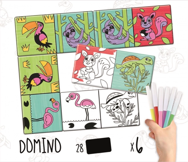 EDUCA Vybarvovací domino Zvířátka s fixy