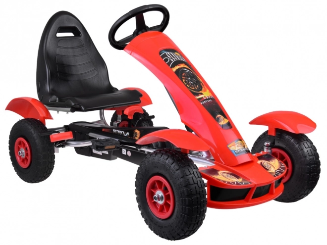Sportovní zelený šlapací motokára s nafukovacími koly