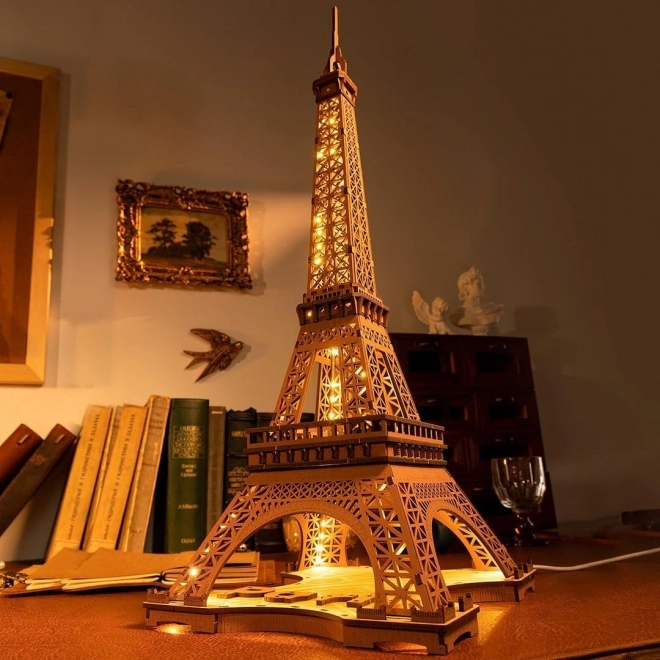 RoboTime 3D Dřevěné puzzle Rolife Noc Eiffelovy věže svítící
