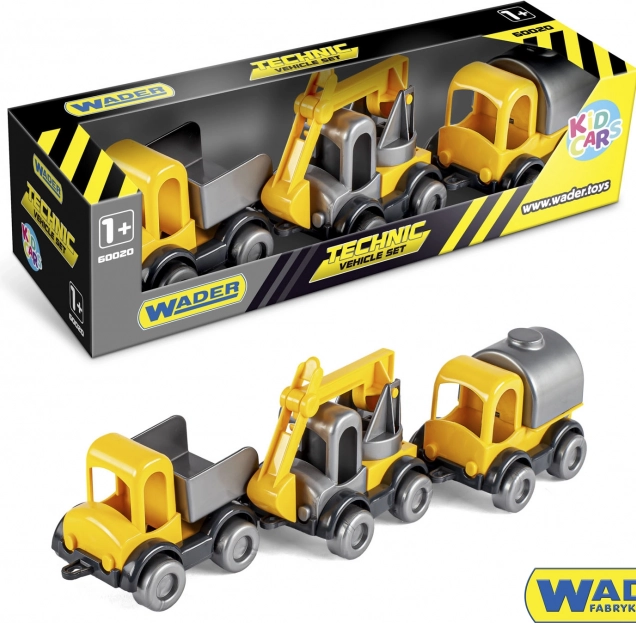 Auto stavební Kid Cars 3ks plast 10cm v krabičce 30x8x10cm 12m+ Wader