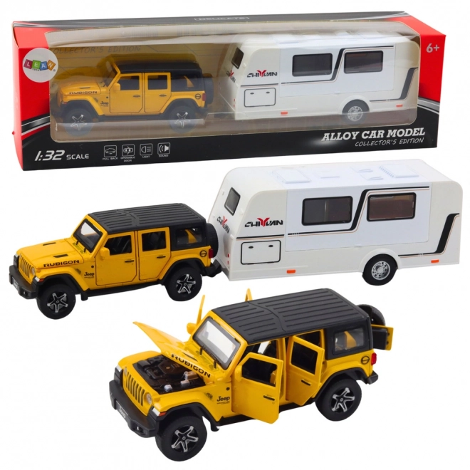Auto Terénní s Karavanem 1:32 Žluté