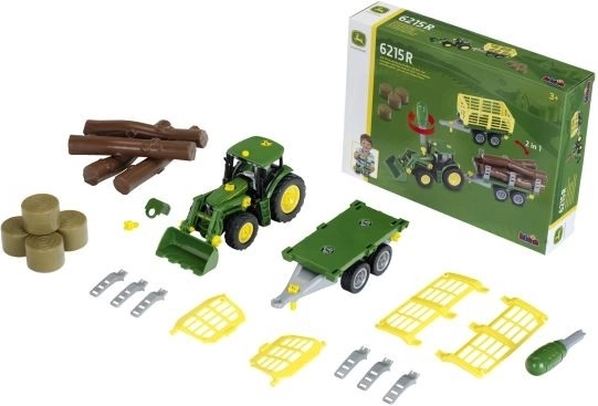 Traktor John Deere pro sestavení s 2 přívěsy