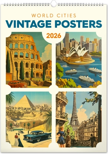 Nástěnný kalendář Vintage plakáty – světová města 2026