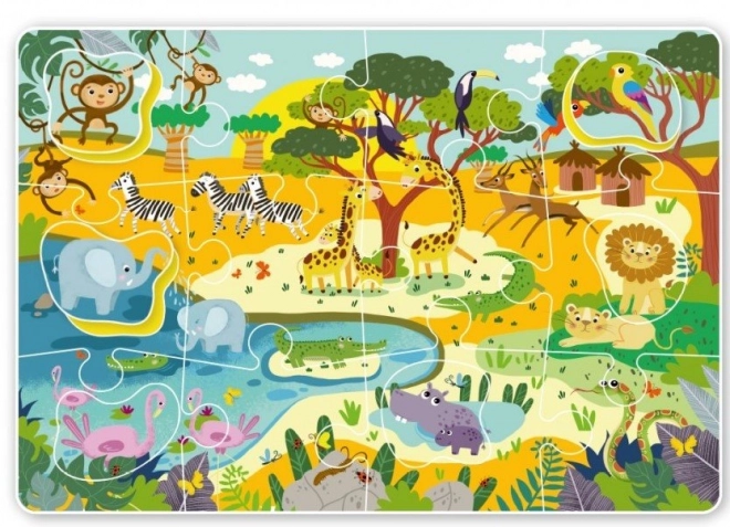 DODO Puzzle s vkládačkou Safari 18 dílků