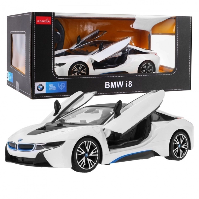 BMW i8 white RASTAR 1:14 model auta na dálkové ovládání + 2,4 GHz dálkové ovládání