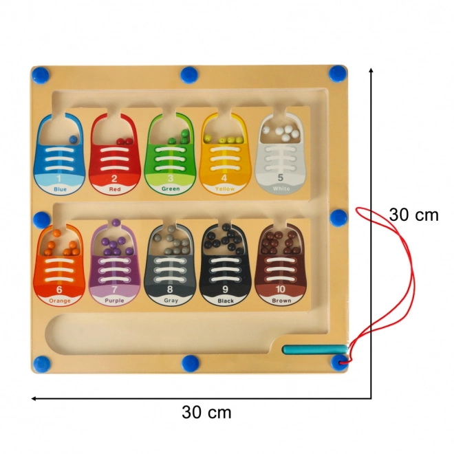 Magnetická vzdělávací tabule montessori na třídění barevných kuliček 30 x 30 cm