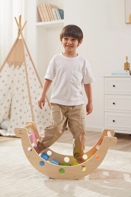 Viga dřevěný houpačkový most Montessori duhový