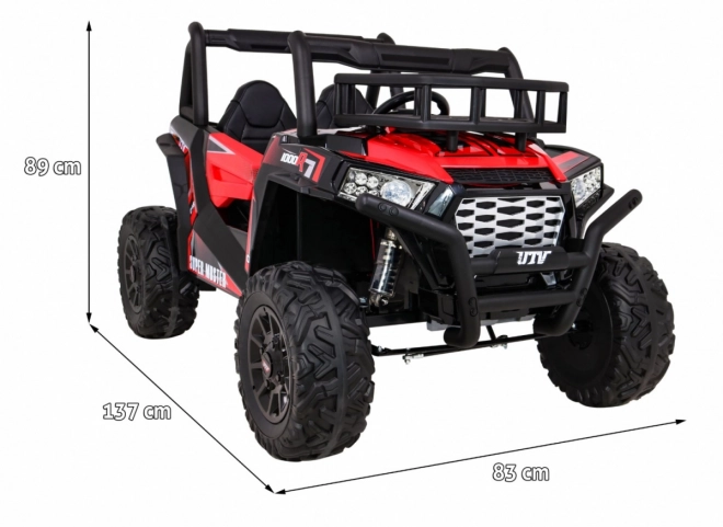 Buggy UTV Off-roader pro děti Červená + dálkové ovládání + nosič zavazadel + pomalý start + EVA + MP3 LED