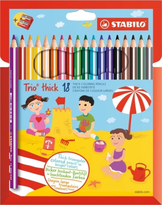 STABILO Trio silné pastelky sada 18 s ořezávátkem
