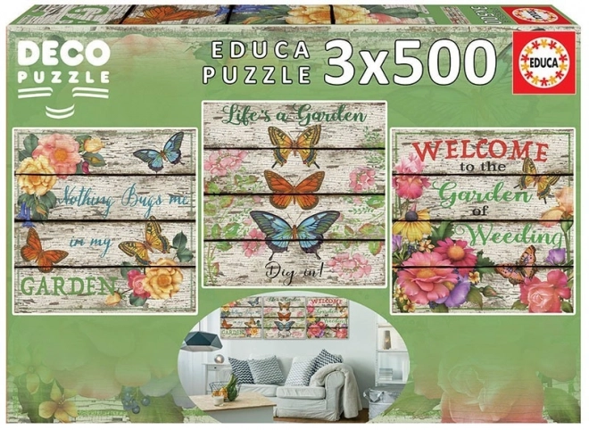 Educa čtvercové puzzle Venkovská zahrádka 3x500 dílků