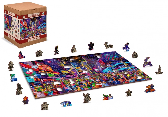 Wooden City Dřevěné puzzle Silvestr 2v1, 505 dílků EKO