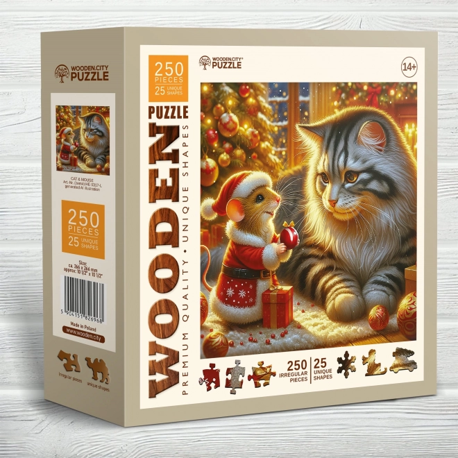 Dřevěné puzzle Kočka a myš 250 dílků