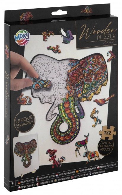 Obrysové dřevěné puzzle slon