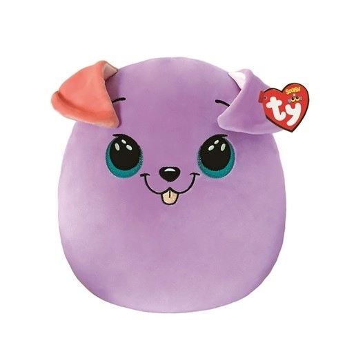 Polštářová plyšová hračka TY Squishy Pes Bitsy fialový 22 cm