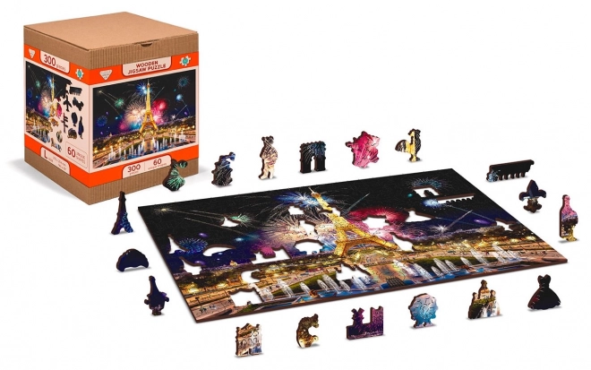 Dřevěné puzzle Noční Paříž