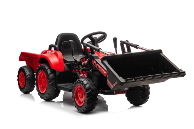 Dětský červený traktor s nabíjecím akumulátorem a lžící