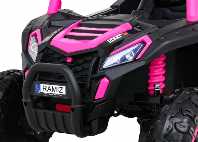 Buggy UTV 2000M mașină de curse cu baterie + sunete MP3 lumini + telecomandă + pornire lentă – Růžové