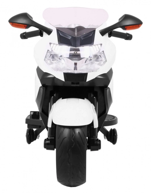 BMW K1300S Dětský motocykl na baterie bílý + pomocná kolečka + zvuky Světla + pomalý start