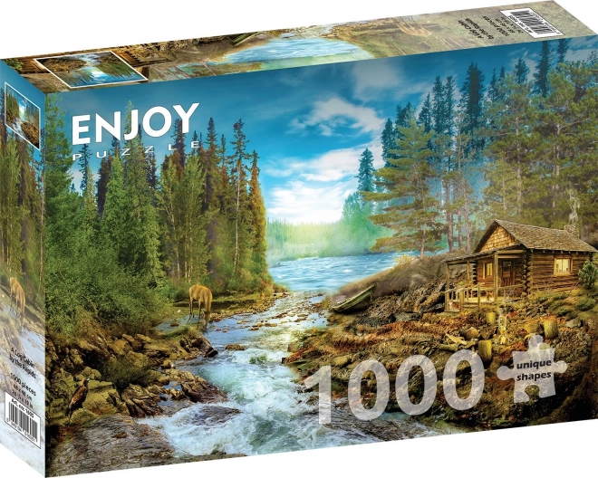Puzzle 1000 dílků – srub u peřejí ENJOY PUZZLE