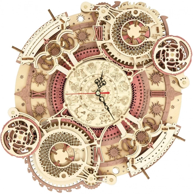 RoboTime 3D dřevěné mechanické puzzle Hodiny s kalendářem