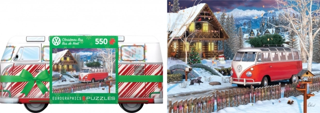 EUROGRAPHICS puzzle v plechové krabičce vánoční autobus Volkswagen 550 dílků