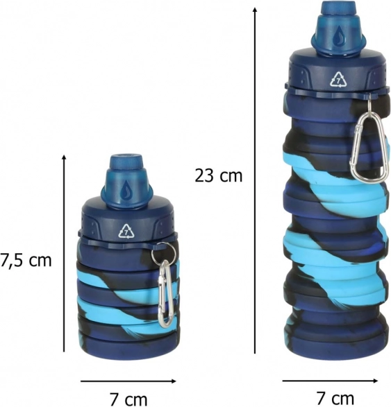 Skládací silikonová láhev na vodu s držadlem 500ml modrá