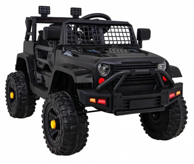 Mașină pe baterii Jeep Dark Night pentru copii + pornire lentă + EVA + LED audio – Černé