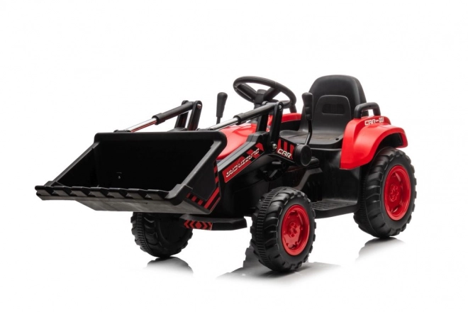Dětský červený traktor s nabíjecím akumulátorem a lžící
