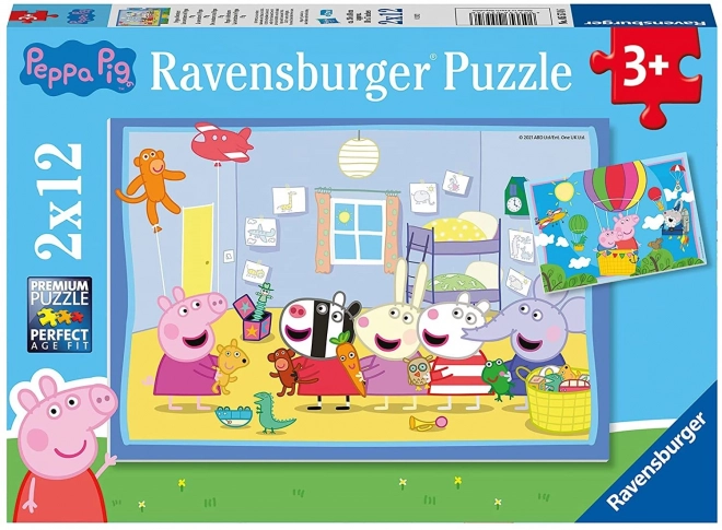 Prasátko Peppa: Peppino dobrodružství puzzle 2x12 dílků