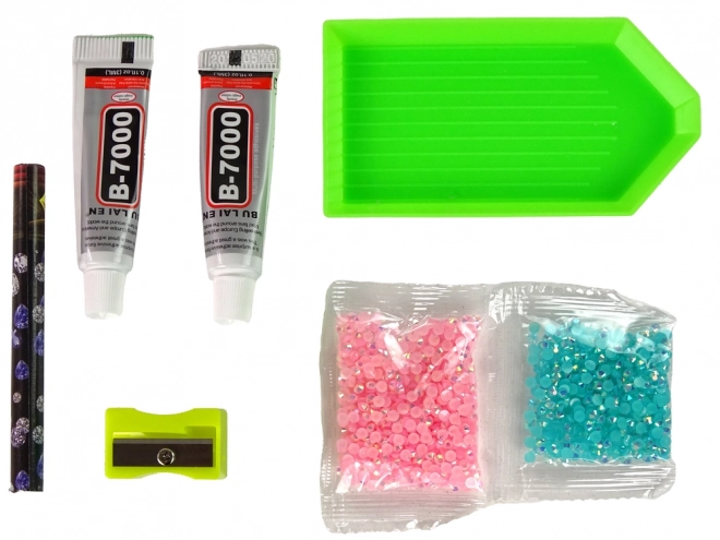 Kreativní sada DIY růžový diamantový sob 3D přívěsek s krystaly
