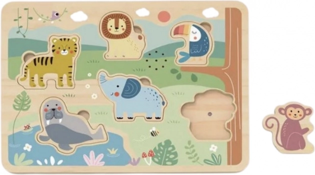 Tooky Toy Dřevěné Interaktivní Puzzle Zvířátka