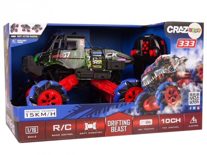 Dálkově ovládané terénní driftovací auto 1:16 2.4G 360stupňové otáčení – zelené