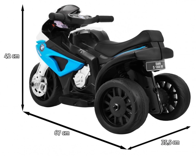 BMW S1000 RR Mini motorka na baterie + 3 kola + zvuky + LED dioda – Modrá