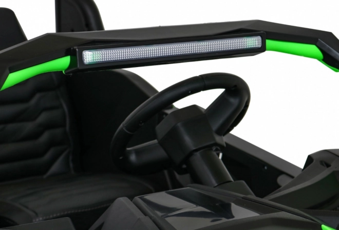 Silná závodní čtyřkolka buggy pro 2 děti Zelená + Střídavý motor + Nafukovací kola + LED audio