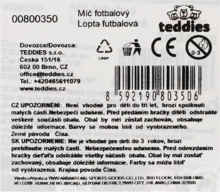 Šitý fotbalový míč 23 cm