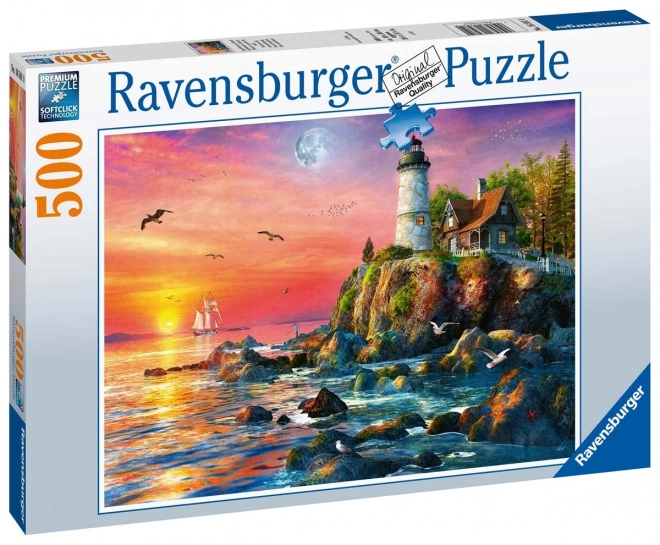 Ravensburger puzzle Maják při západu slunce 500 dílků