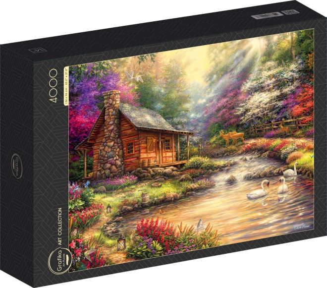Grafika puzzle Útočiště na břehu potoka 4000 dílků