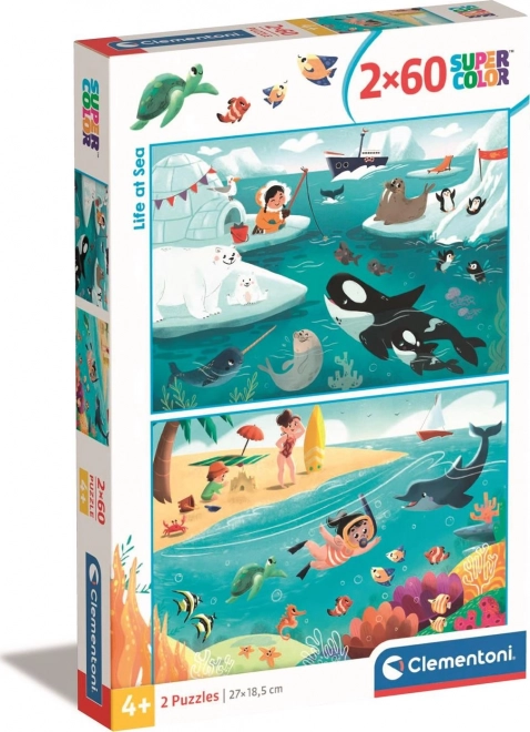 CLEMENTONI Puzzle Život u moře 2x60 dílků