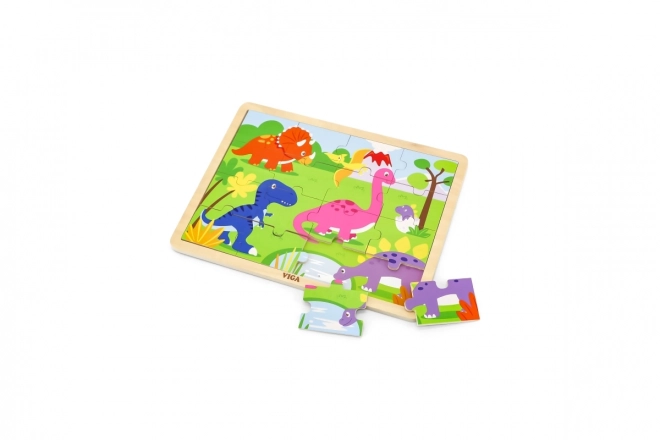 Dřevěné puzzle 16 dílků - dinosauři