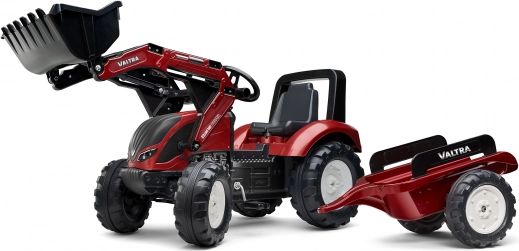 Dětský šlapací traktor VALTRA s přední lžící a odpojitelným přívěsem od 3 let