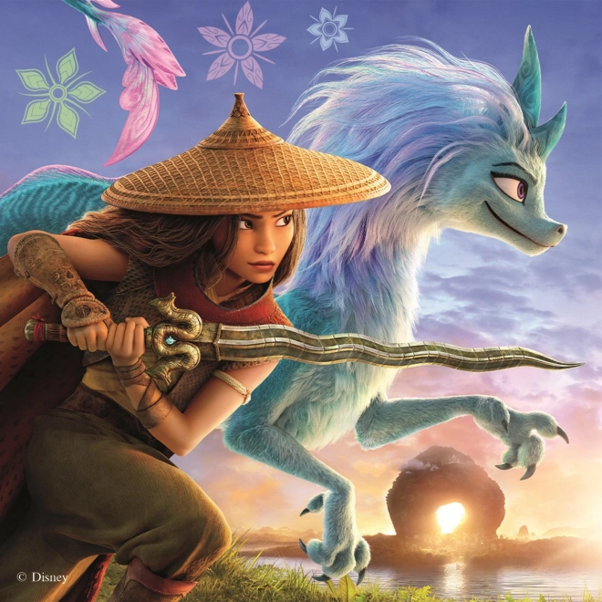Puzzle s hrdinkou Raya a přátelé - 3x55 dílků