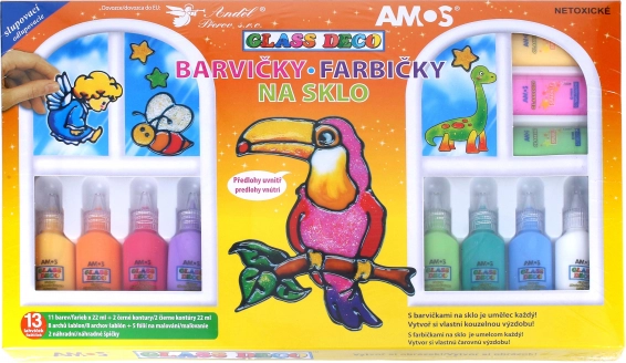 Barvy na sklo sada 13×22 ml