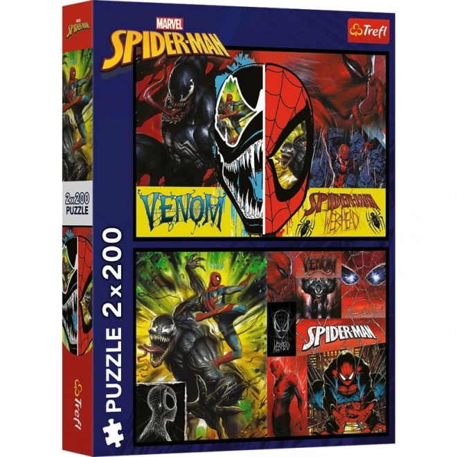 Puzzle 2x200 dílků Spidermanův den a noc