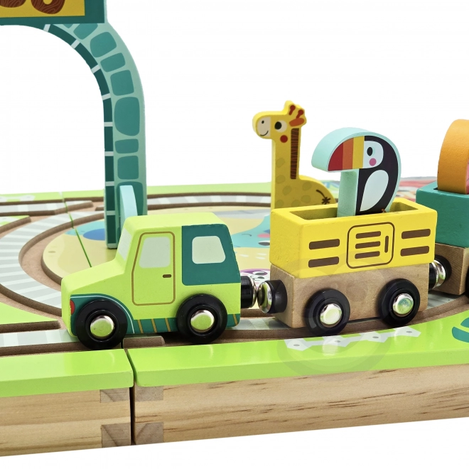 Dřevěná vláčková dráha ZOO s magnetickými vagónky od Tooky Toy