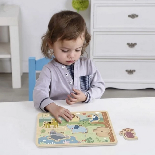 Tooky Toy Dřevěné Interaktivní Puzzle Zvířátka