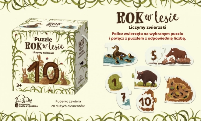 Skládačka Rok v lese. Spočítej zvířata